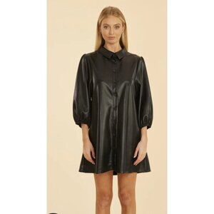 Dolce Cabo puff sleeve faux leather dress Color Black Size XS